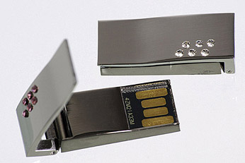 USB kľúč Swarovski, 6 ružových kryštálikov, mini 4 GB zn. PROPAG - Kliknutím na obrázok zatvorte -